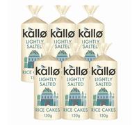 Kallo Lightly Salted Wholegrain Low Fat Rice Cakes 130g x 6 - Gluten-Free, Vegetarian, Healthy Snack, Alternative to Bread & Crisps with Welari Thank You Card | (6 Pack)