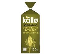 Kallo Organic Corn Cake Thins, Wholegrain Lightly Salted Slices, Low Fat Healthy Snacks, Vegan Friendly, Gluten Free & Sugar Free with No Artificial Colours or Flavours, Multi Pack - 12 x 130g