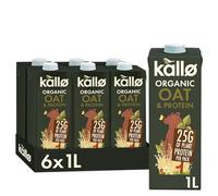 Kallo Organic Oat Milk with Protein, Made with Only 3 ingredients, Gluten-Free, Vegan Friendly, Plant-Based Protein, 6 x 1 Litre