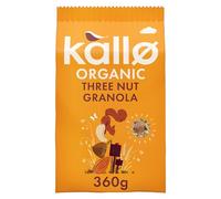 Kallo Organic Three Nut Crunch Granola, 360g - High-Fibre, Wholegrain Breakfast with Hazelnuts, Almonds & Cashews