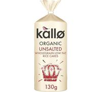 Kallo Organic Unsalted Rice Cakes Wholegrain 130 g (Pack of 12)
