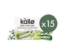 Kallo Organic Vegetable Very Low Salt Stock Cubes, Gluten Free, Vegan & Coeliac Friendly, No Artificial Colours, Flavours or Preservatives, for Premium Broth, Soup, Sauce & Gravy, 90 Pack - 15 x 60g