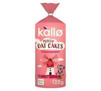 Kallo Strawberry Puffed Oat Cakes - Gluten-Free, High in Fibre, Helps Lower Cholesterol, No Artificial Colours, Flavours or Preservatives, Vegetarian Friendly, 122g Pack