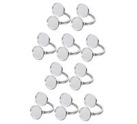 KALLORY 10 Pcs Compact Ring Holder Finger 925 Sterling Silver Ring Blanks Round Blanks Hand Jewelry Setting Bezel Tray Bases for Jewelry Making Bezel Tray Blank