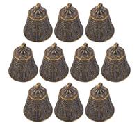 KALLORY 10 Pcs Vintage Brass Bell Pendant with Buddhist Texts, DIY Decoration, Crisp Sound, Delicate Golden Bells for Crafting and Wind Chimes