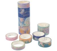 KALLORY 10 Rolls Blue Crafting Washi Tape for Scrapbooking and Decorating Diary, Decorative Paper Tape No Residue Removal, Creative and Simple Design for DIY Craft Projects