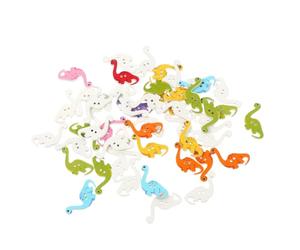 KALLORY 100Pcs Cartoon Dinosaur Buttons Wooden Sewing Fasteners for Crafting and Cardigans