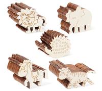 KALLORY 100pcs Wooden Animal Shapes Embellishments Unfinished Wood Can Be Painted Assorted Colour Animal Style for Card-Making and Picture Frames Assorted Style