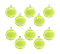 KALLORY 10pcs 2cm Mini Tennis Ball Charms Keychain Making Pendants DIY Jewelry Crafting Accessories for Bracelet and Necklace, Green Sports Craft Charms for Handmade