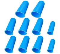 KALLORY 10pcs Blue Silicone Fingertip Covers for Painting and Hot Pressing, Protective Finger Cots with Grain Texture to Adapt Different Sizes and Protect Fingers