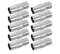 KALLORY 10pcs F Type Female to Male Coax Coupler Adapter Kit, 9.5mm Threaded Cable Connector for Satellite Tv Aerial and Audio Video Devices, Straight Radio Frequency Cable Plug Connectors
