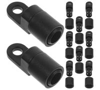 KALLORY 10pcs Pole Elastic Connectors Bungee Terminals with 5/16 Bungee Cord Hooks, Black Plastic Kayak Hardware for Boat Rigging, Water Resistant and Rust Proof Elastic Cord Fixing