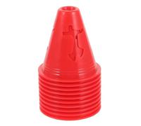 KALLORY 10pcs Red Plastic Agility Training Cones for Roller Skating and Football Drills, 8cm High, Windproof and Stable Sports Spot Markers with Compact Brightly Colored Design for Youth