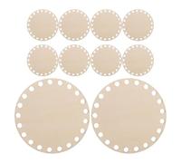 KALLORY 10pcs Wooden Basket Bottoms 10cm Round Unfinished Wood Craft Bases for DIY Crochet Basket and Bag Making and Craft Projects