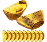 KALLORY 12pcs Golden Plastic Ingot Shape Candy Boxes for Food Packaging and Storing Cookies and Candy, Decorative Chic Style for Birthdays and Other Celebrations