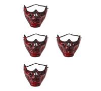 KALLORY 12pcs Halloween Skull Half Face Masks Realistic Creepy Skeleton Costume Props Gothic Masquerade Party Cosplay Supplies Vintage Crimson Skull Design Per Pack