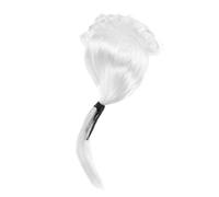 KALLORY 1pc Adjustable White Judge Wig for Men High Temperature Fiber American Gentleman Lawyer Costume Wig Long Curly Cosplay Hairpiece for Halloween Prom Party