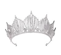 KALLORY 1pc Baroque Style Rhinestone Crown Hair Headband Elegant Wedding Headdress for Bride Bridal Party Non-fading Silver Base White Crystals