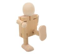 KALLORY 1pcs Decorative Wooden Robot Figurine with Flexible Joints Unfinished Wood Craft for DIY Painting Unlimited Variations Craft Projects Decoration
