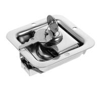 KALLORY 1set Stainless Steel Rv Door Lock with Keys Mirror-Finished Camper Trailer Toolbox Lock for Trucks Horse Trailers and Cargo Haulers