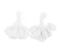 KALLORY 200pcs White Paper Price Display Labels with Hanging String for Jewellery and Stationery, Handwritten Shop Price Tags Suitable for Retail Stores and Shops