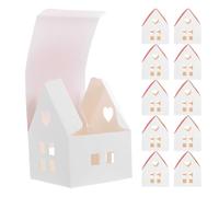 KALLORY 20pcs Red Roofed Hollow House Shaped Paper Candy Boxes for Present Giving and Holiday Parties, Decorative Storage Boxes with Festive Atmosphere and Unique Delicate Style