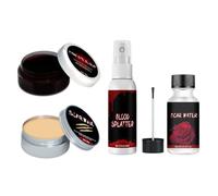 KALLORY 20pcs Special Effects Makeup Kit for Stage Performance Includes Blood Plasma Scar Wax Skin Wax and Plasma Spray Halloween Fake Wound and Scar Tools for Realistic Body and Face
