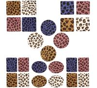 KALLORY 24pcs Leopard Print Adhesive Clothes Patches Set with Small and Large Wear-Resistant Appliques for Household Coat Repair and Decorative Sewing Craft