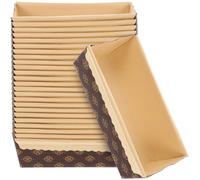 KALLORY 25pcs Paper Loaf Pans Paper Cake Holders Rectangular Creative Appearance Design Not Easily Deformed Convenient for People Holiday Parties