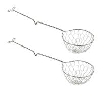 KALLORY 2pc Stainless Steel Kitchen Strainer Colander Spoon Set Silver Filter Spicy Soups and Fried Foods for Household Hot-Pot Cooking