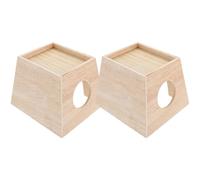 KALLORY 2pcs Beige Synthetic Material Rutin Chicken Breed Box Small Pet Hiding House Training Function for Indoor Pet Entertainment and Fun