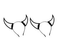 KALLORY 2pcs Black Devil Horns Headband Halloween Hairband Party Costume Accessories for Women and Teens Lightweight Evil Horn Hairband for Halloween Cosplay and Themed Events