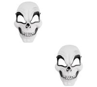 KALLORY 2pcs Halloween Skull Masks for Adults Black and White Skeleton Face Masks for Horror Costume Party Cosplay Accessory for Fancy Dress and Masquerade Events