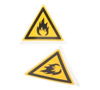 KALLORY 2pcs High Visibility Orange Fire Safety Warning Labels with Flammable Hazard Indicator, Wear-resistant Pet Material Outdoor Hazard Signs for Parks and Industrial Use