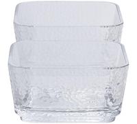 KALLORY 2pcs Japanese Style Hammered Glass Serving Bowls Square Multi-Function Dessert and Salad Dishes for Fruit Snacks Breakfast Home Restaurant Use