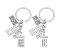 KALLORY 2pcs Mini Calculator Keychain Set Made of Lightweight Zinc Alloy with Unique Professional Design, Graduation Gift for Financial Graduates and Backpack Pendant