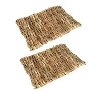 KALLORY 2pcs Natural Grass Pet Mats Chew Edible Construction for Guinea-pigs and Cockatoos, Suitable the Cage, Sturdy and Safe Small Animal Bedding