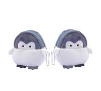 KALLORY 2pcs Penguin Shaped Plush Coin Purses Mini Wallets Portable Small Change Bags in Black, Soft Material with Convenient Design to Keep Personal Belongings Safe for Everyday Use