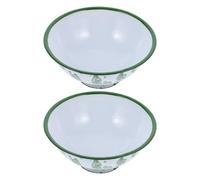 KALLORY 2pcs Retro Enamel Rice Bowls with High Foot, Wear-Resistant and Decorative Vintage Style Kitchen Serving Bowls for Ramen Noodles and Salad