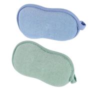KALLORY 2pcs Soft Bath Sponge with Short Strap, Gentle the Skin and Produces Rich Foam, Blue and Green Sponge Bath Ball for Body Cleansing and Shower Use
