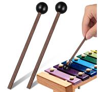 KALLORY 2pcs Sound Healing Drum Mallets with Comfortable Grip and Ergonomic Wooden Handles, for Percussion Instruments and Xylophones at Home or Performance