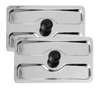 KALLORY 2pcs Stainless Steel Toaster Cover Protective Dust Lid for Bread Maker and Breakfast Maker, Reusable Silver Two-grid Toaster Protector for Home Kitchen