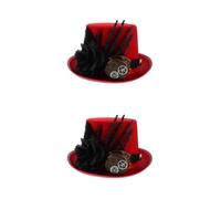 KALLORY 2pcs Steampunk Top Hats with Goggles Skull Hand Rose Design Gothic Victorian Costume Hats for Men Women Halloween Party Cosplay Outdoor Events