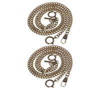 KALLORY 2Pcs Vintage Metal Pocket Watch Chains 44Cm with Middle O-Shaped Link for Men's Wallets and Waistcoat Suitable for DIY Clothing and Formal Events