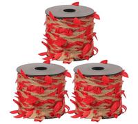 KALLORY 3 Rolls Jute Rope Vine Ribbon Faux Maple Leaf Garland Rustic Braided Burlap Twine Red Fade-Resistant Abundant Coverage Realistic Autumn Vibe Wreath Accessories DIY Crafting