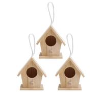 KALLORY 3pcs Beige Plastic Simulation Bird Nest Decorative Ornament with Realistic Appearance for Little Birds and Small Furry Animals, for Spring Tree Decorating and Outdoor Garden