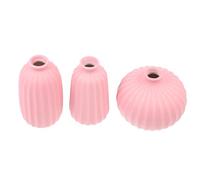 KALLORY 3pcs Ceramic Decorative Flower Vase Set, Creative Pink Oval and Pumpkin Shapes with Flat Bottom, Elegant Desktop Plant Containers for Indoor Home and Office Decor