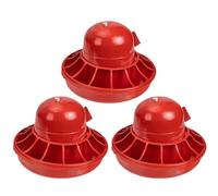 KALLORY 3pcs Chick Feeder Poultry Waterer Pp Automatic Refillable Red for Small Parrots, Farm Poultry, Convenient to Clean, Beginner Chick Breeders
