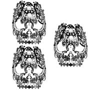 KALLORY 3pcs Diamond Skeleton Hollow Half Face Mask Full Face Hollow out Skull Black Metal Iron Art for Halloween Party Cosplay