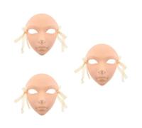 KALLORY 3pcs Full Face Chinese Hanfu Masks Plastic Hand Painted Traditional Beauty Masquerade for Carnival Cosplay Stage Performance Party Accessories